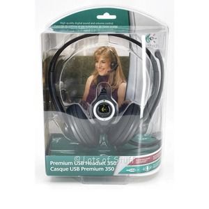 Logitech Premium USB 350 Black Headsets Brand New Sealed Wired Headphones